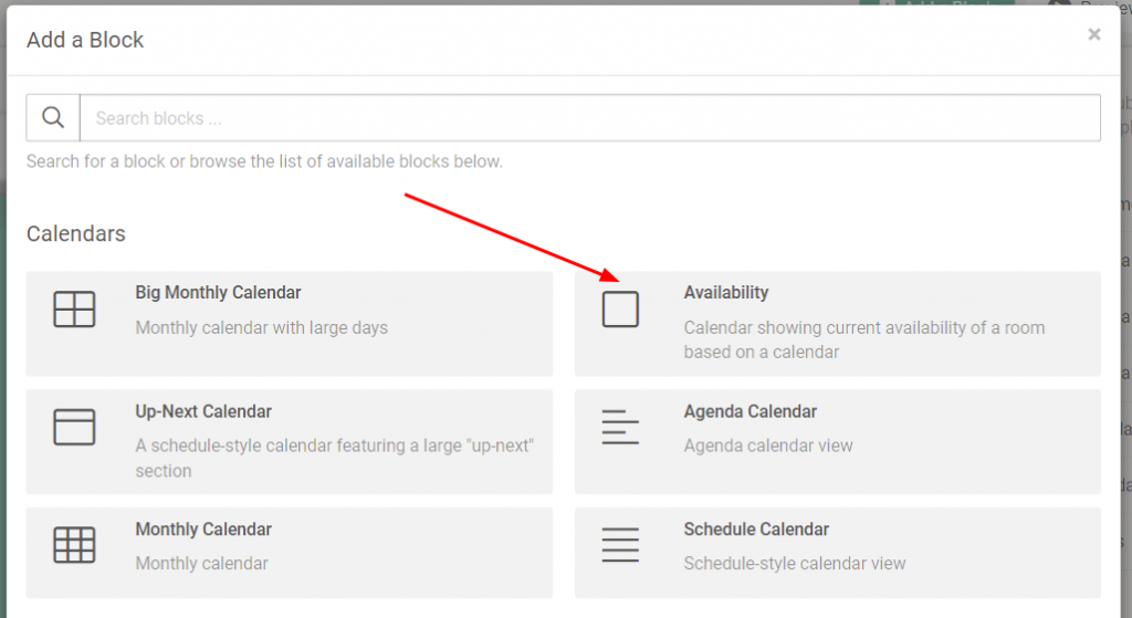 "Availability" Calendar Block Option