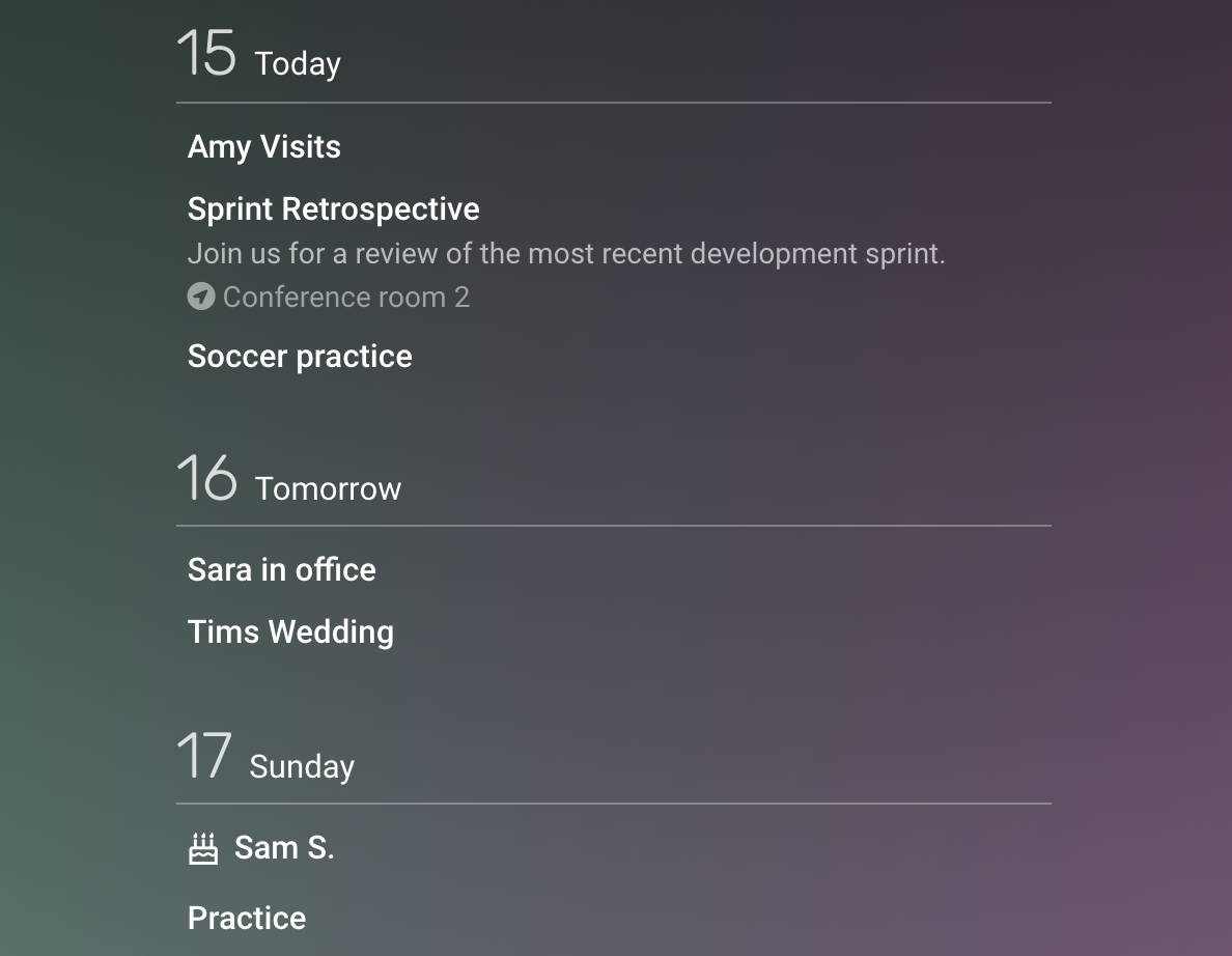 Agenda Calendar Style Updates DAKboard