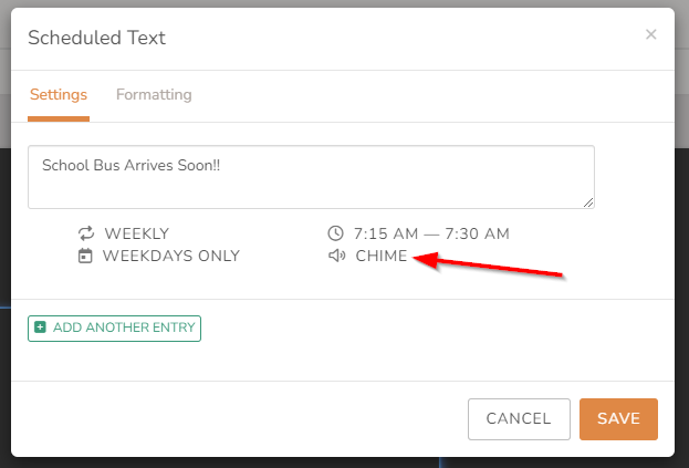 Scheduled Text Block - Audio Alert Settings