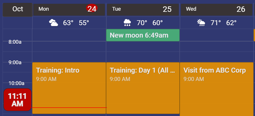 Sample Weekly Calendar with Forecast Enabled