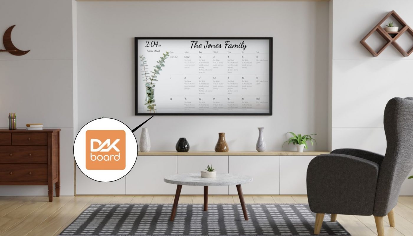 DAKboard on living room TV with DAKboard app for Android